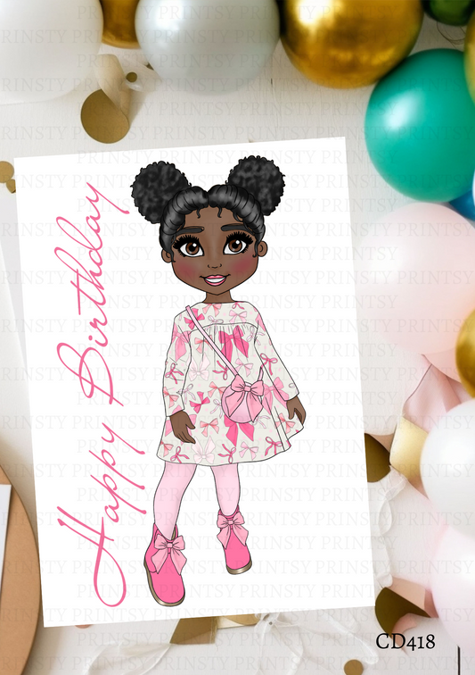 Bow Print Dolly Celebration Card