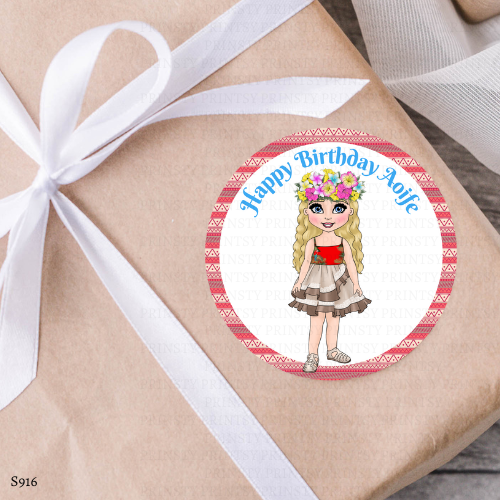 Polynesian Dolly Birthday Sticker Sheet