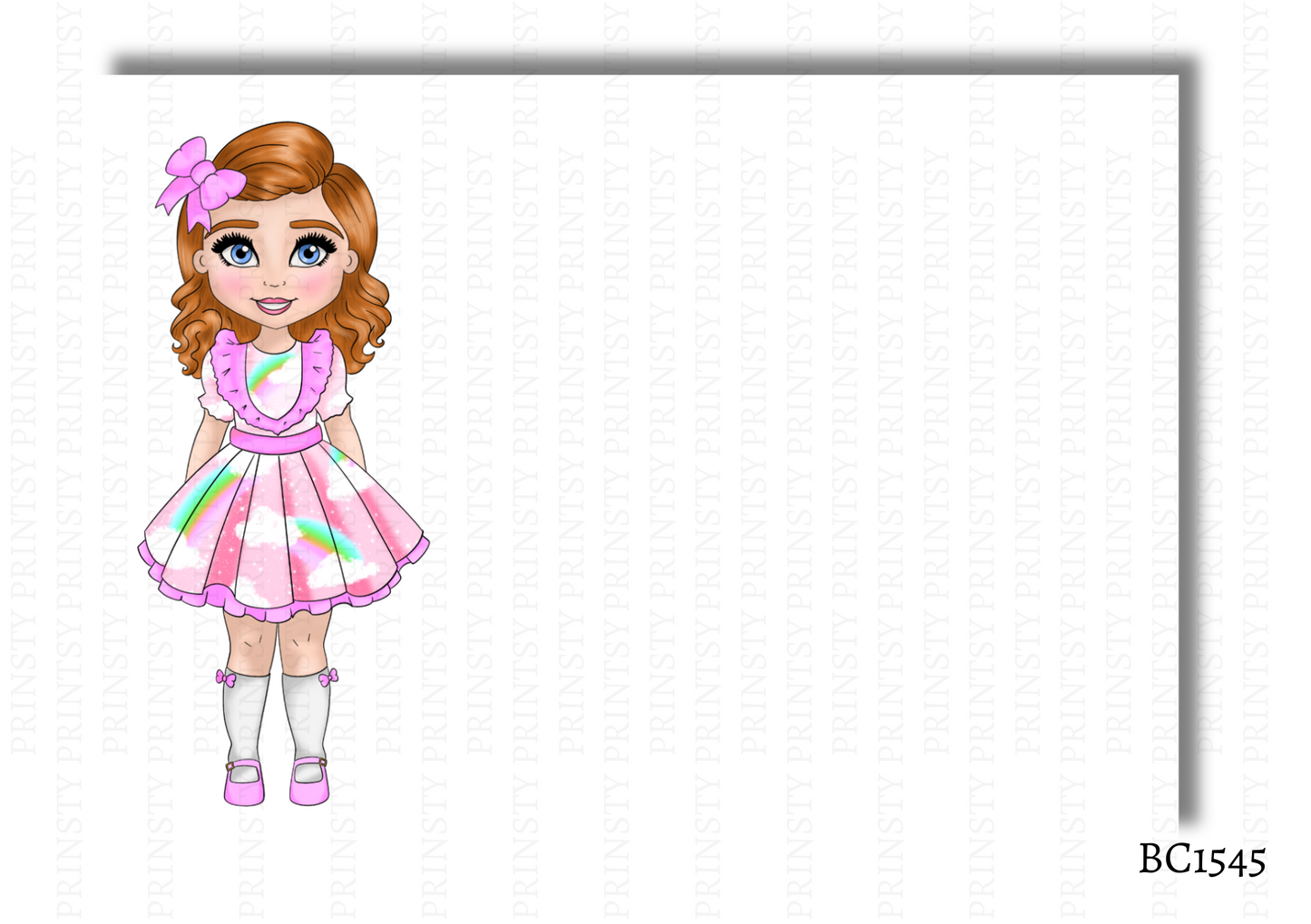Rainbow Dolly Bow Card