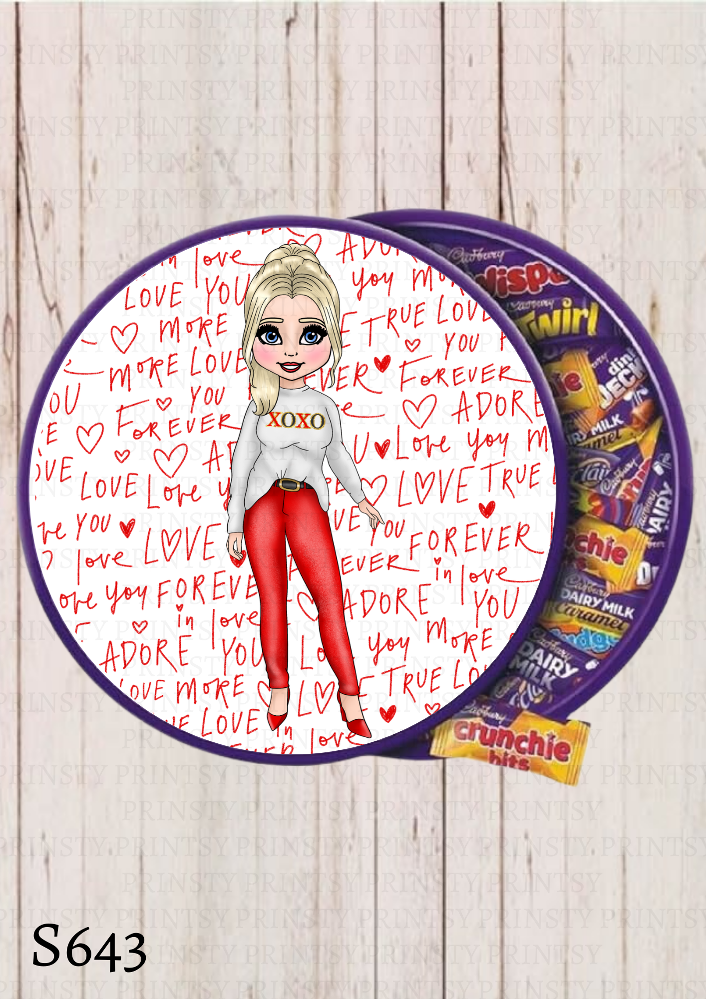 Valentines Dolly Chocolate Tub Sticker