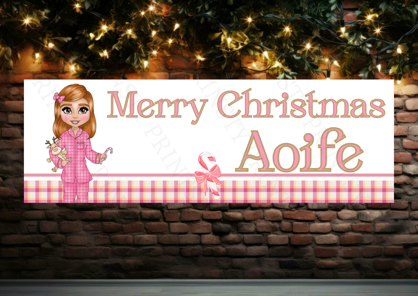 Pink Pj's Christmas Dolly Banner