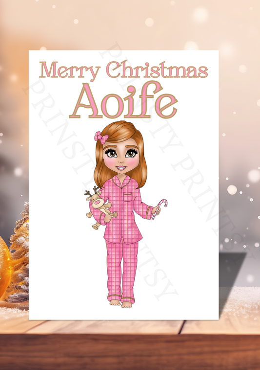 Pink Pj's Christmas Dolly Card