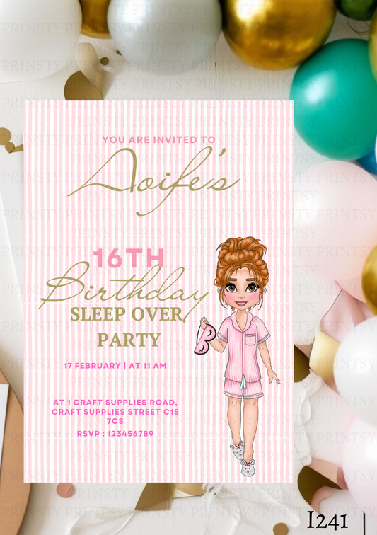 Sleep Over Dolly Invite