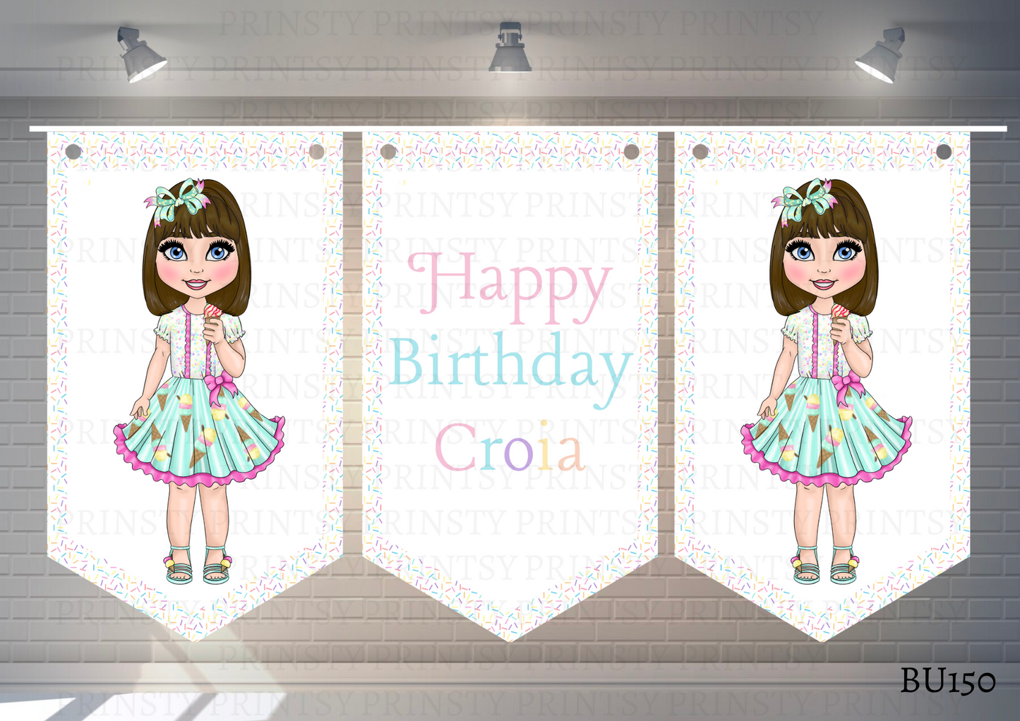 Ice Cream Dolly Bunting