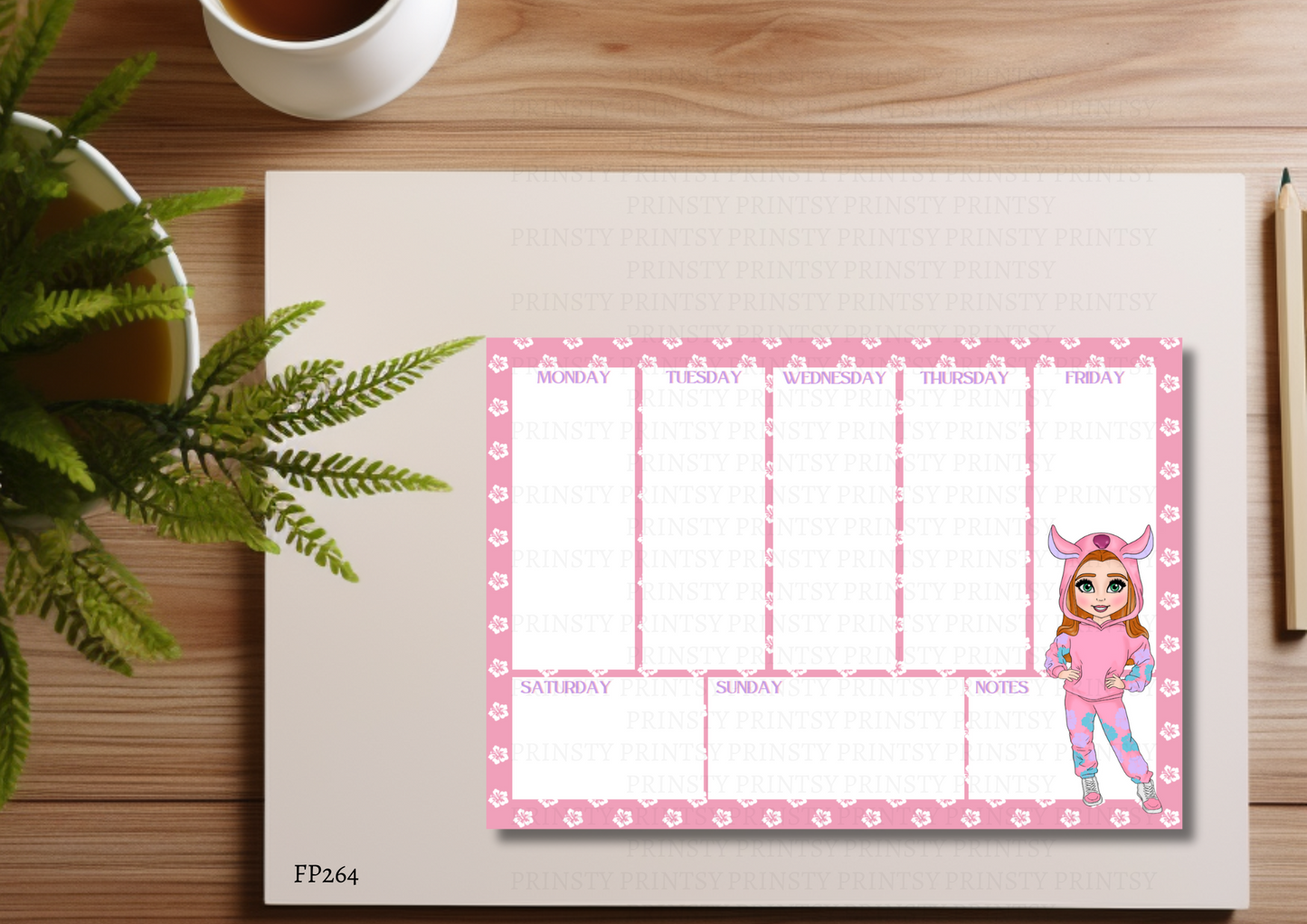 Pink Hawaiian Dolly Weekly Planner