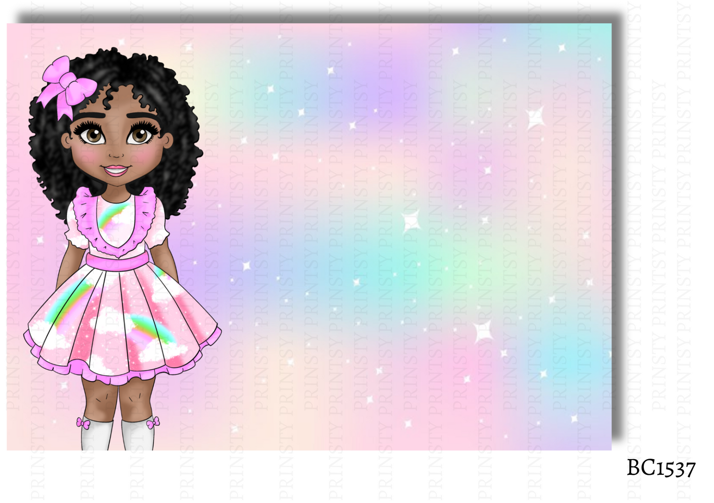 Rainbow Dolly Bow Card