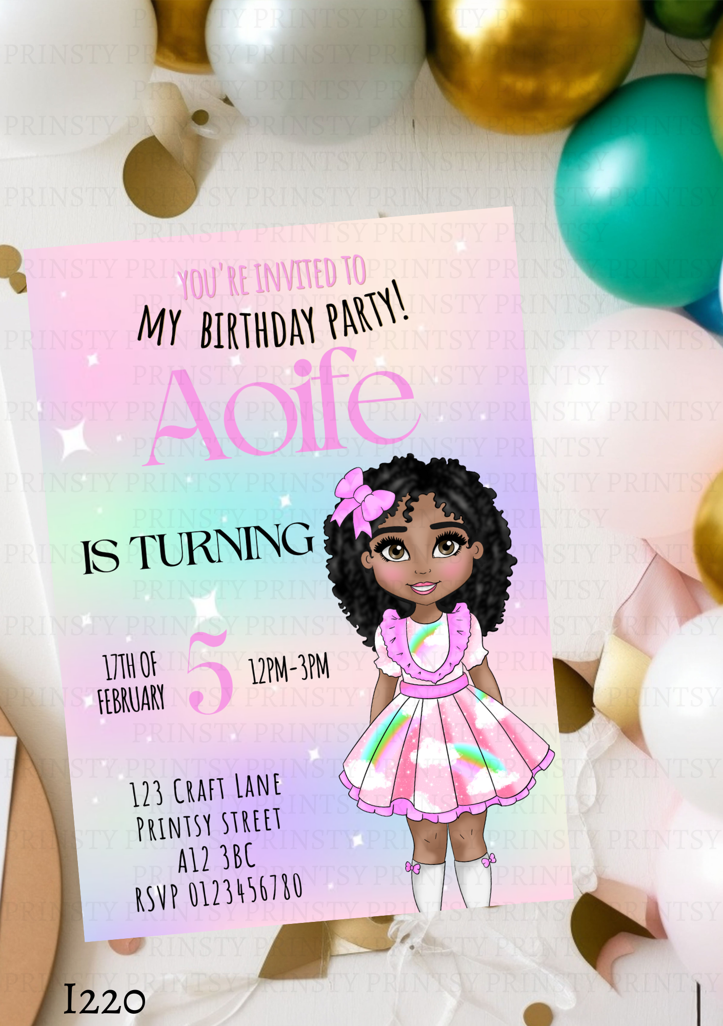 Rainbow Dolly Invite
