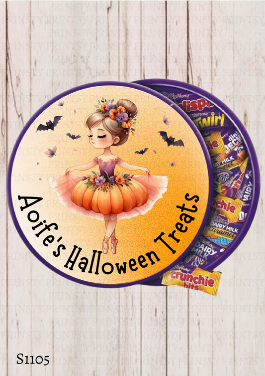Cute Halloween Ballerina Chocolate Tub Sticker