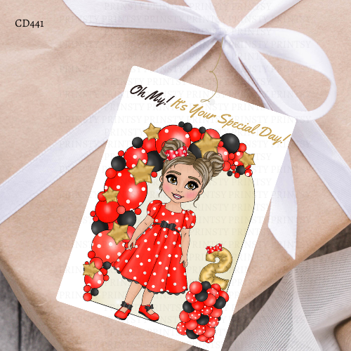 Spotty Dress Dolly Gift Label