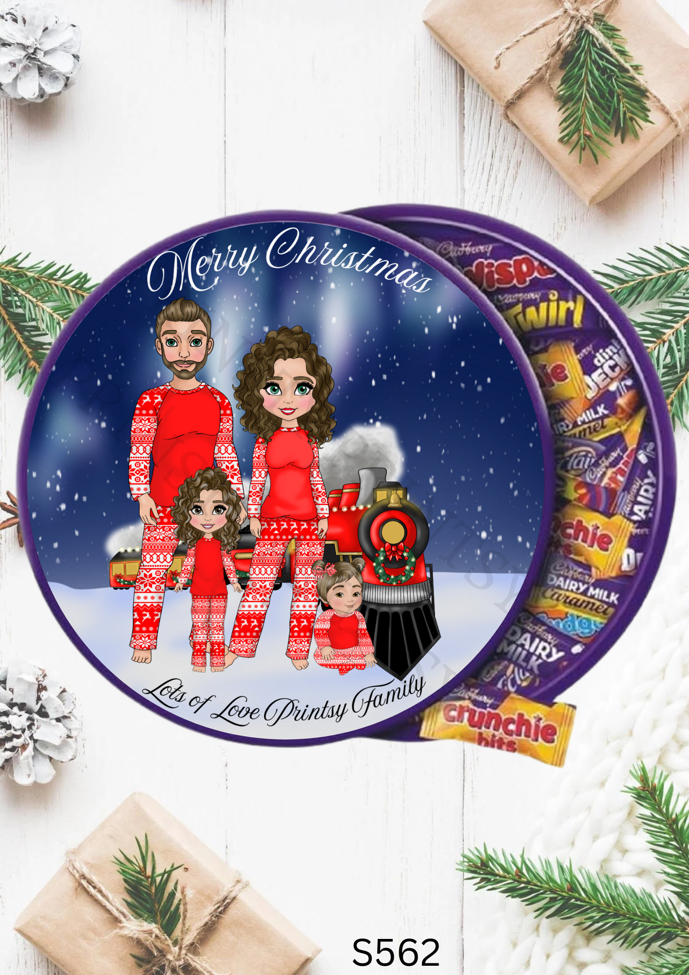 Christmas Dolly Family Chocolate Tub Sticker