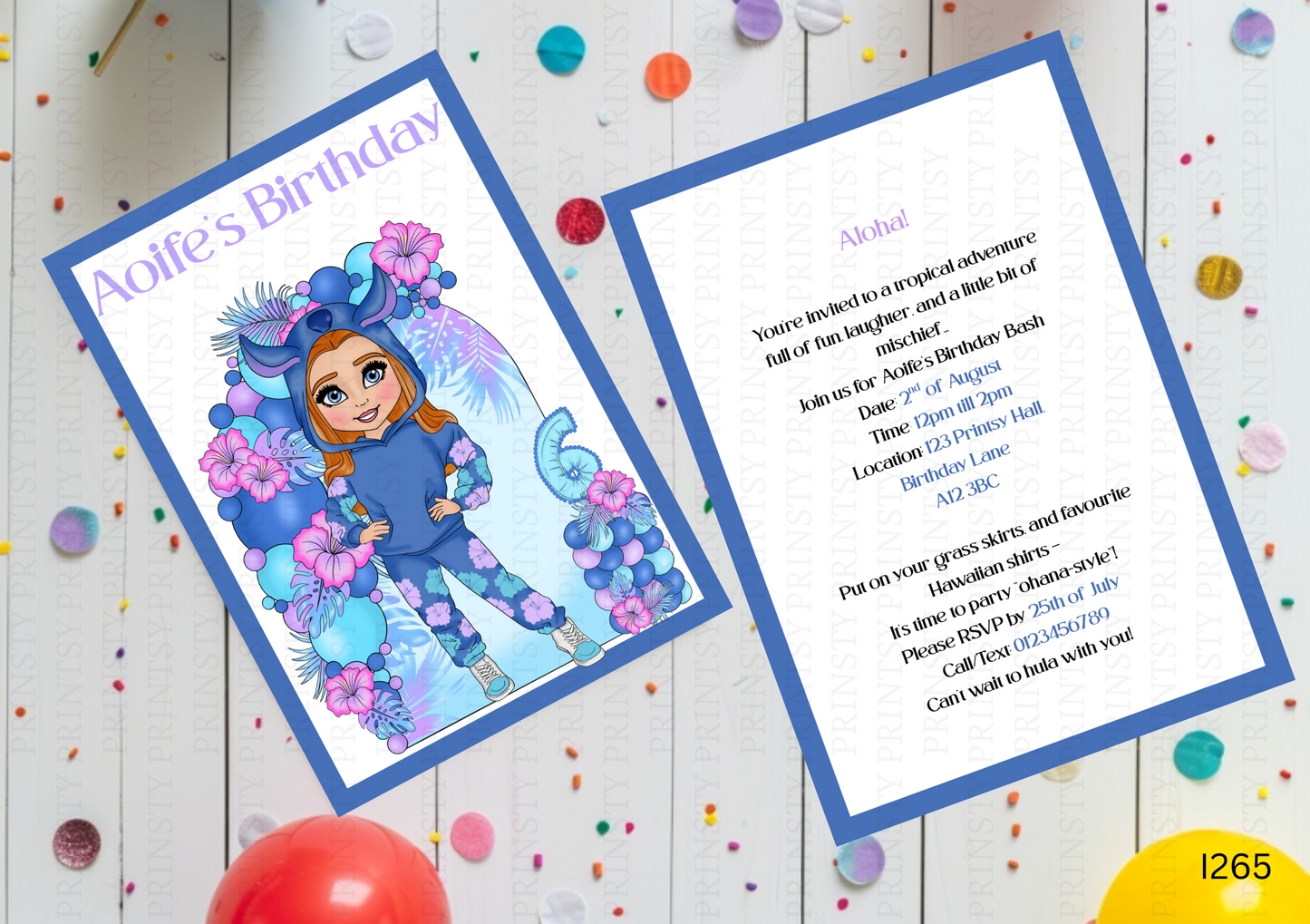 Blue Hawaiian Dolly Invite