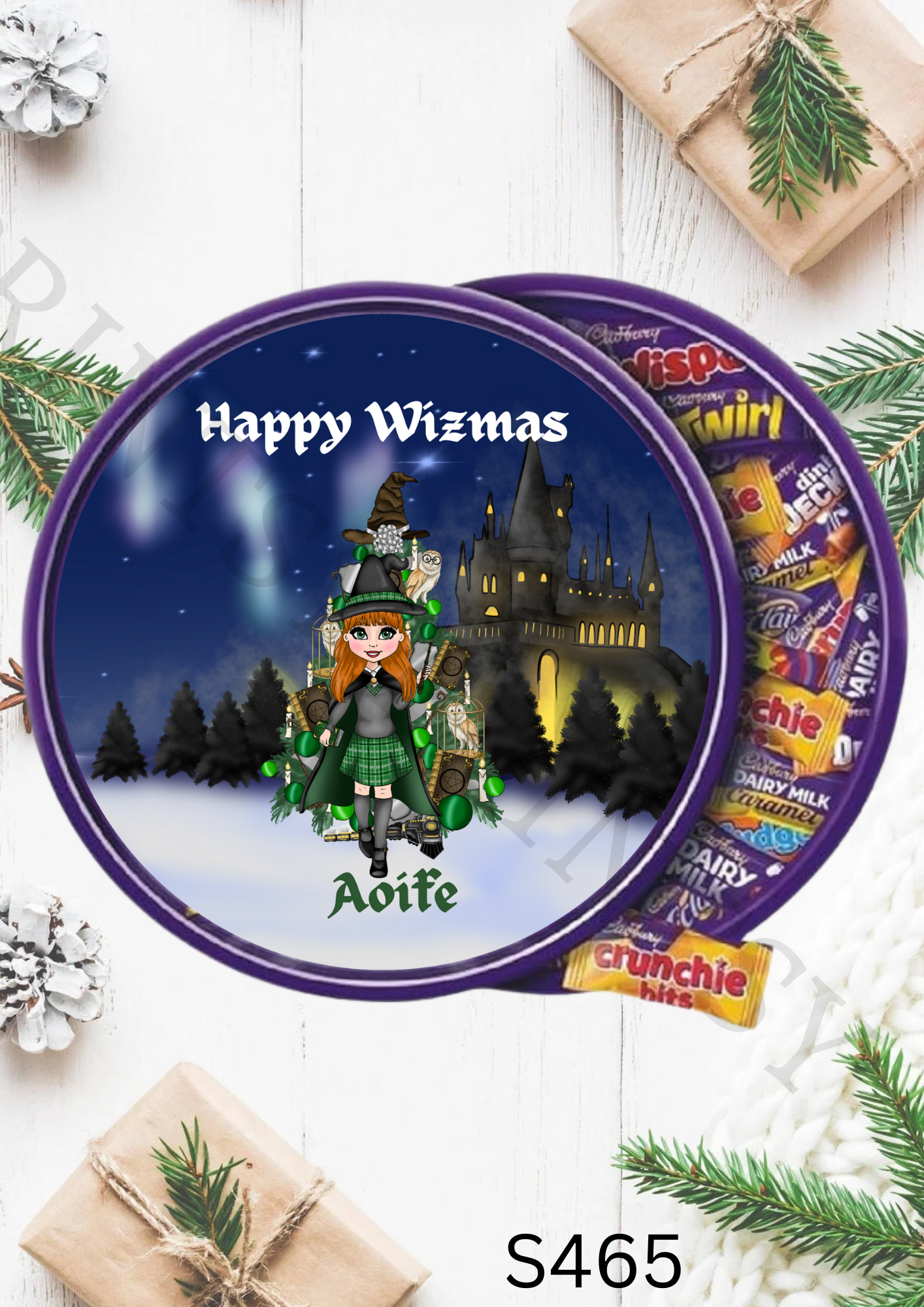 Dolly Christmas Wizard Chocolate Tub Sticker