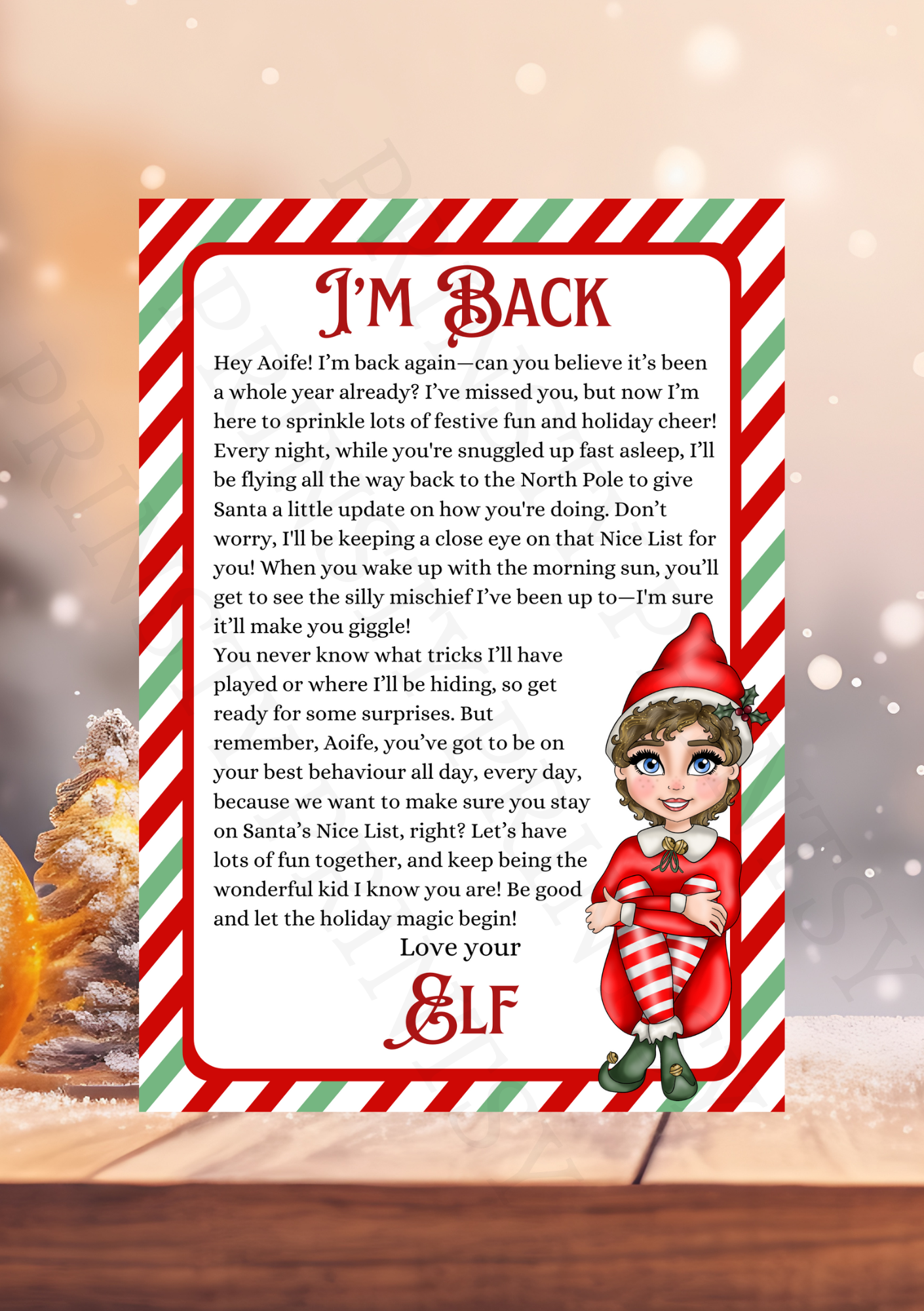 I'm Back Elf Letter