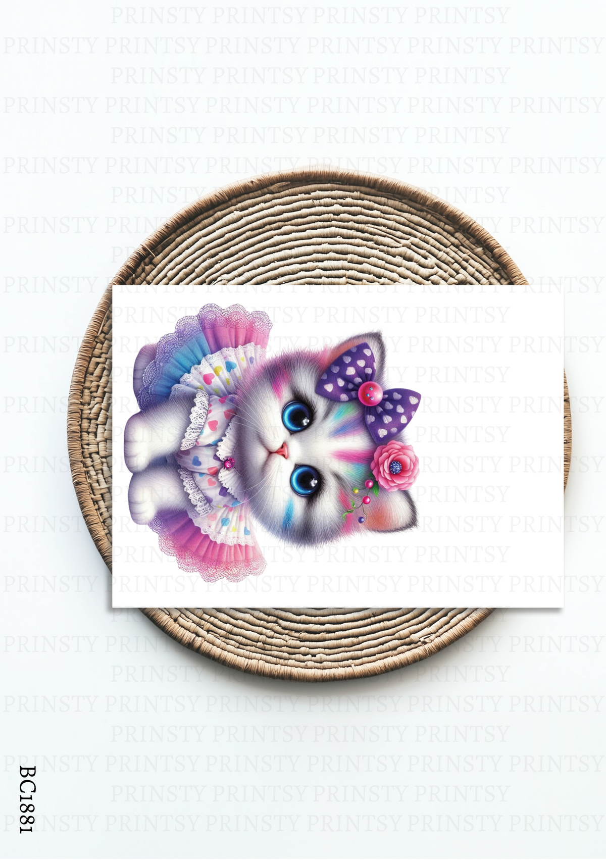 Rainbow Kitten Bow Card – BC1881