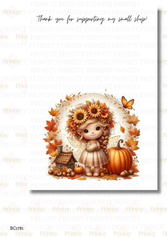 Sunflower Autumn Fairy Bow Card