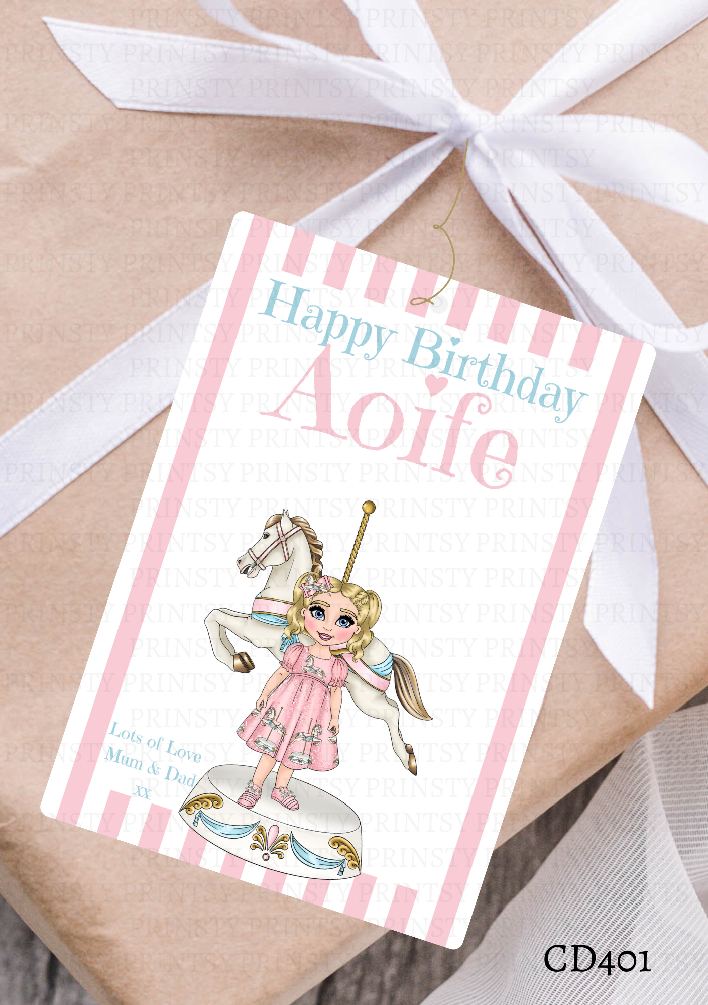 Carousel Dolly Gift Label