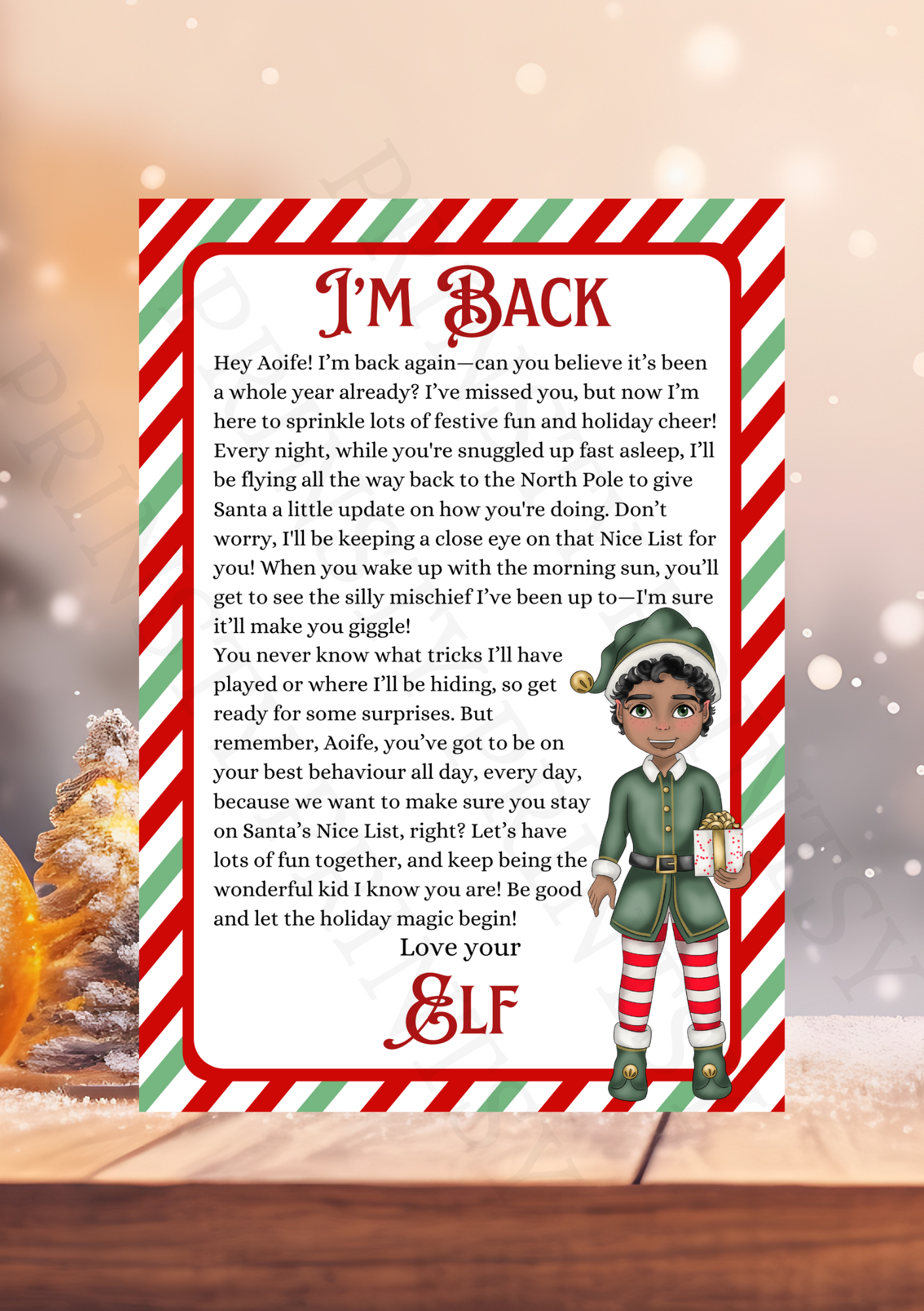 I'm Back Elf Letter