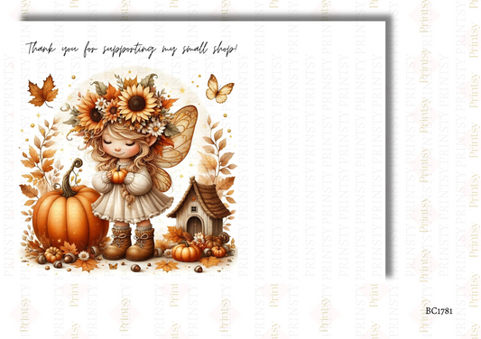 Sunflower Autumn Fairy Bow Card