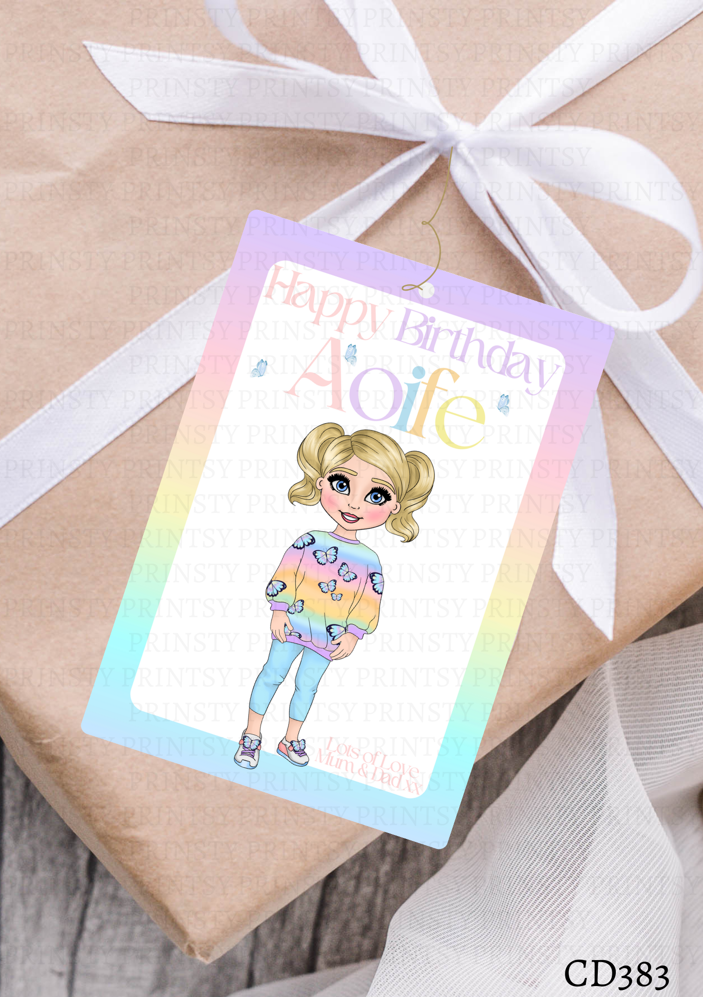 Butterfly Dolly Gift Label