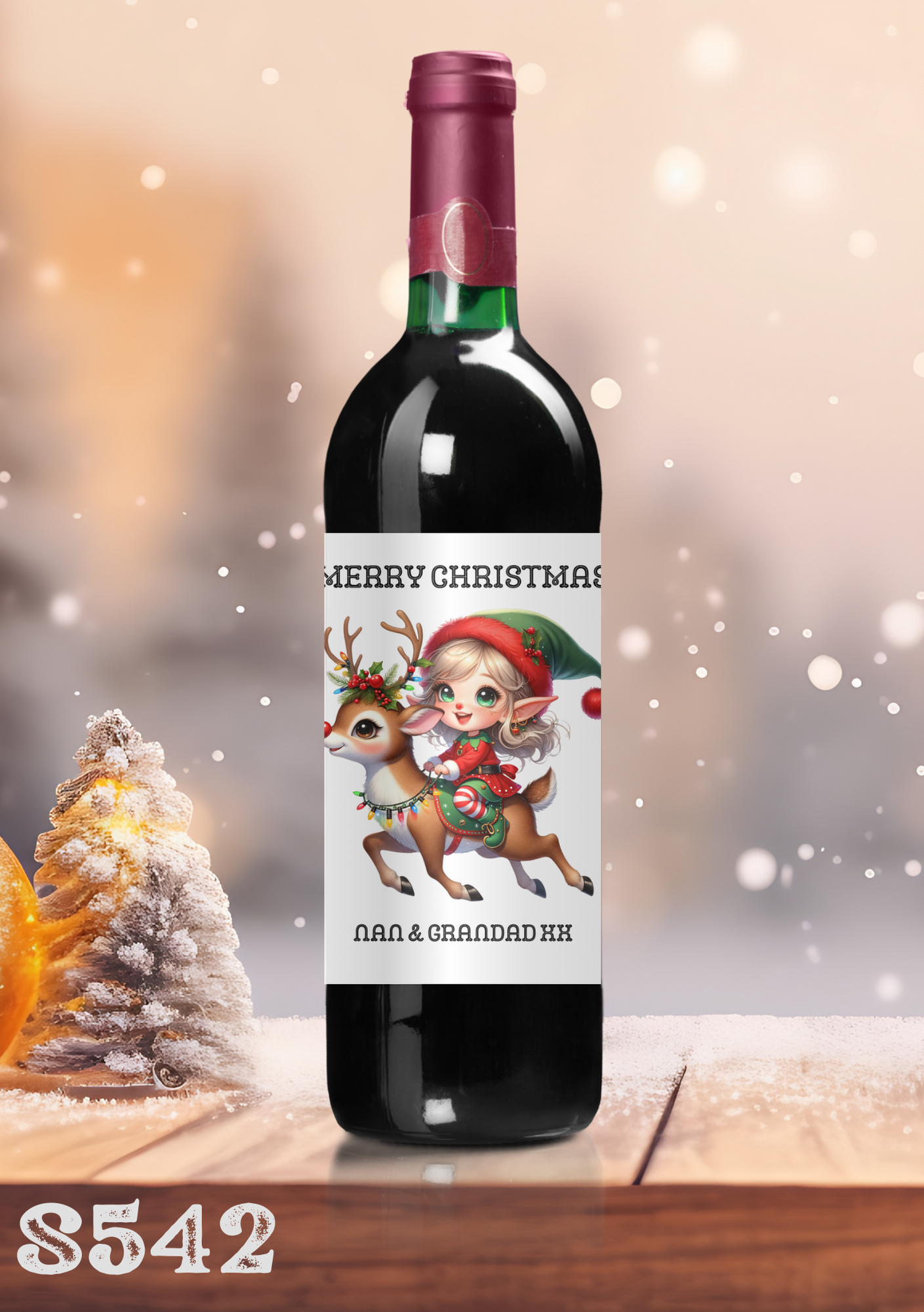 Christmas Elf Wine Bottle Sticker