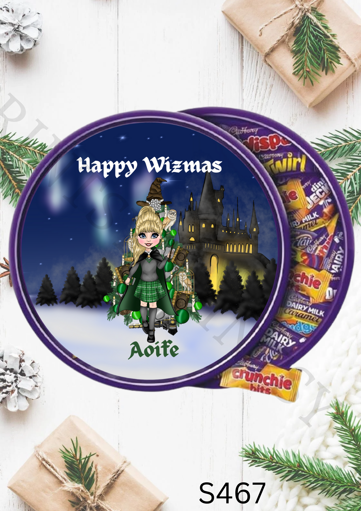 Dolly Christmas Wizard Chocolate Tub Sticker