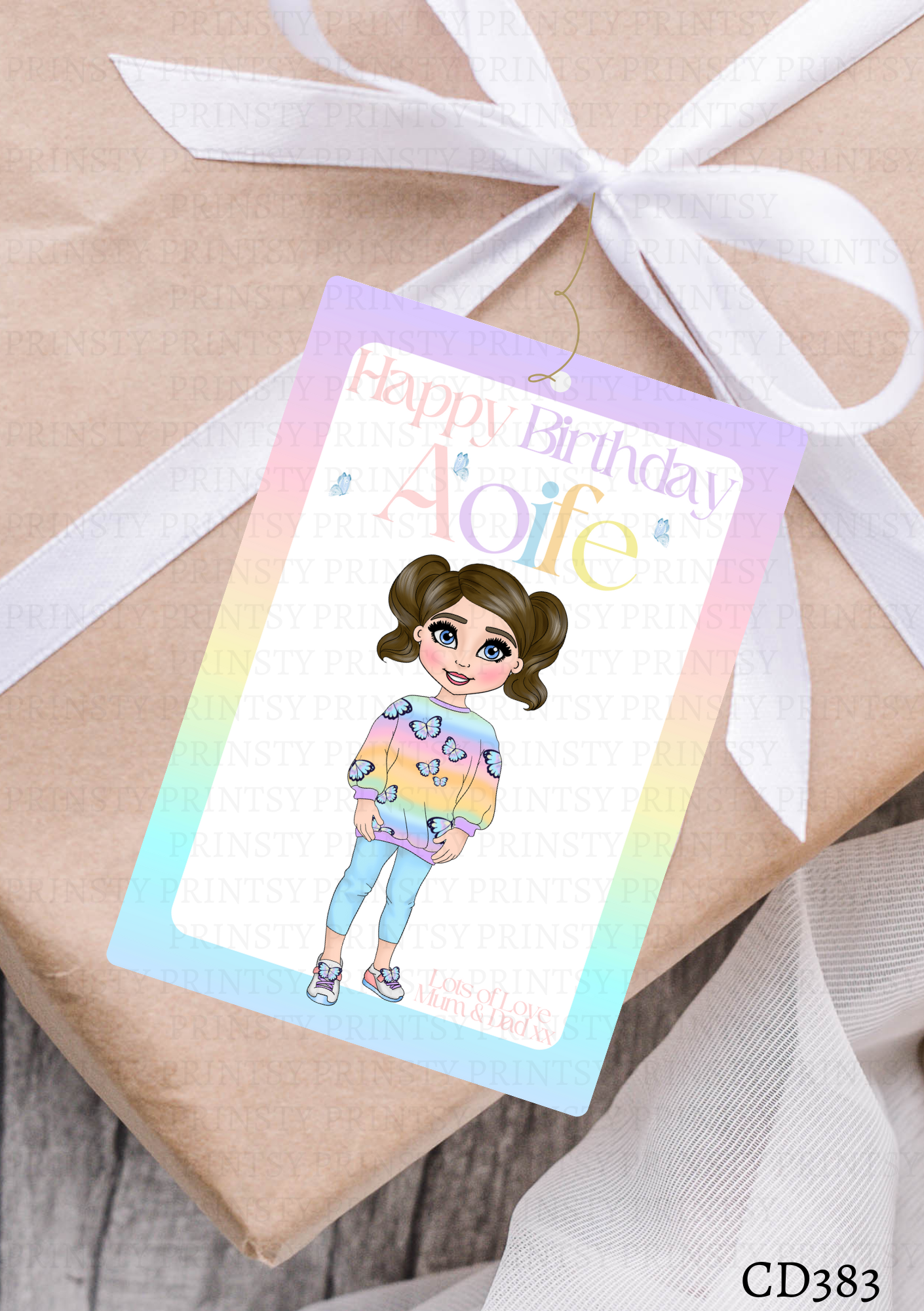 Butterfly Dolly Gift Label
