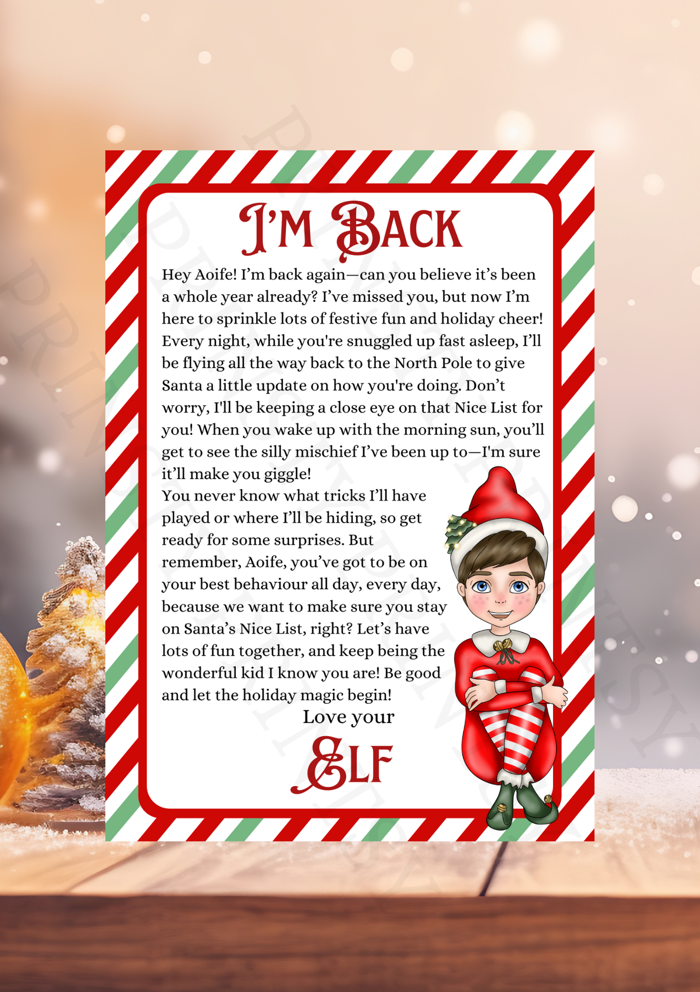 I'm Back Elf Letter