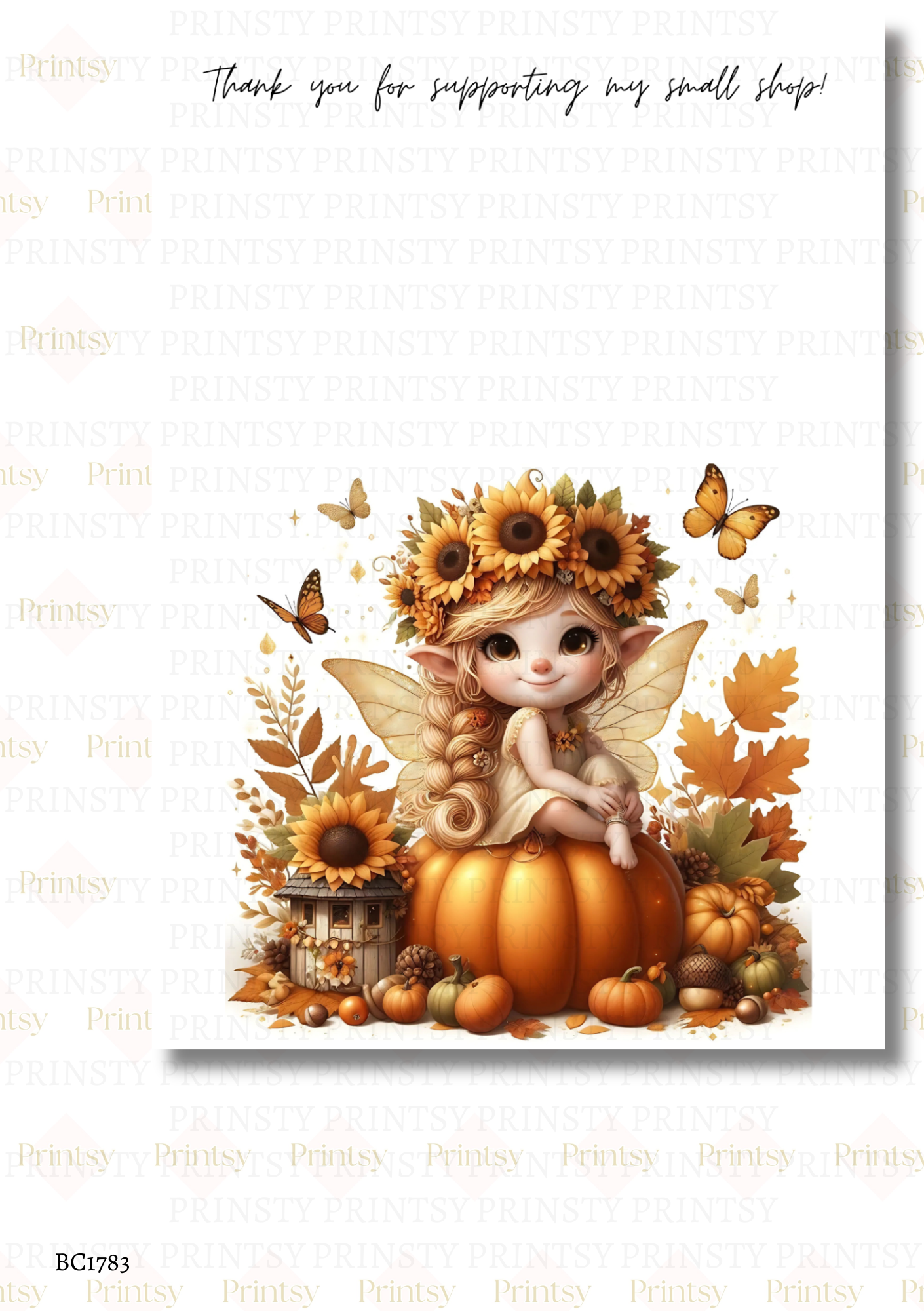 Sunflower Autumn Fairy Bow Card