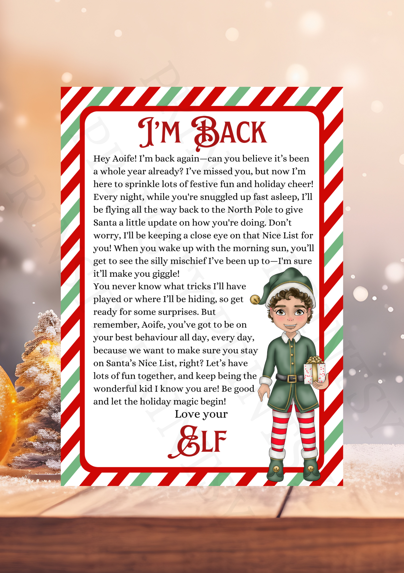 I'm Back Elf Letter