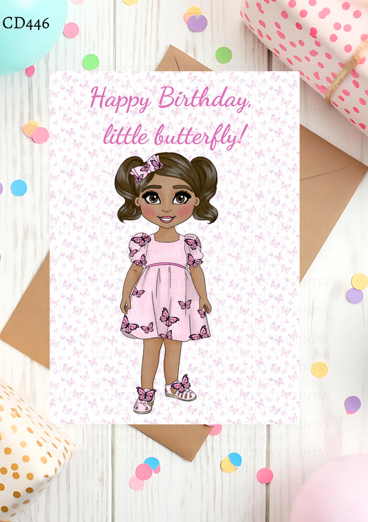 Pink Butterfly Dolly Celebration Card