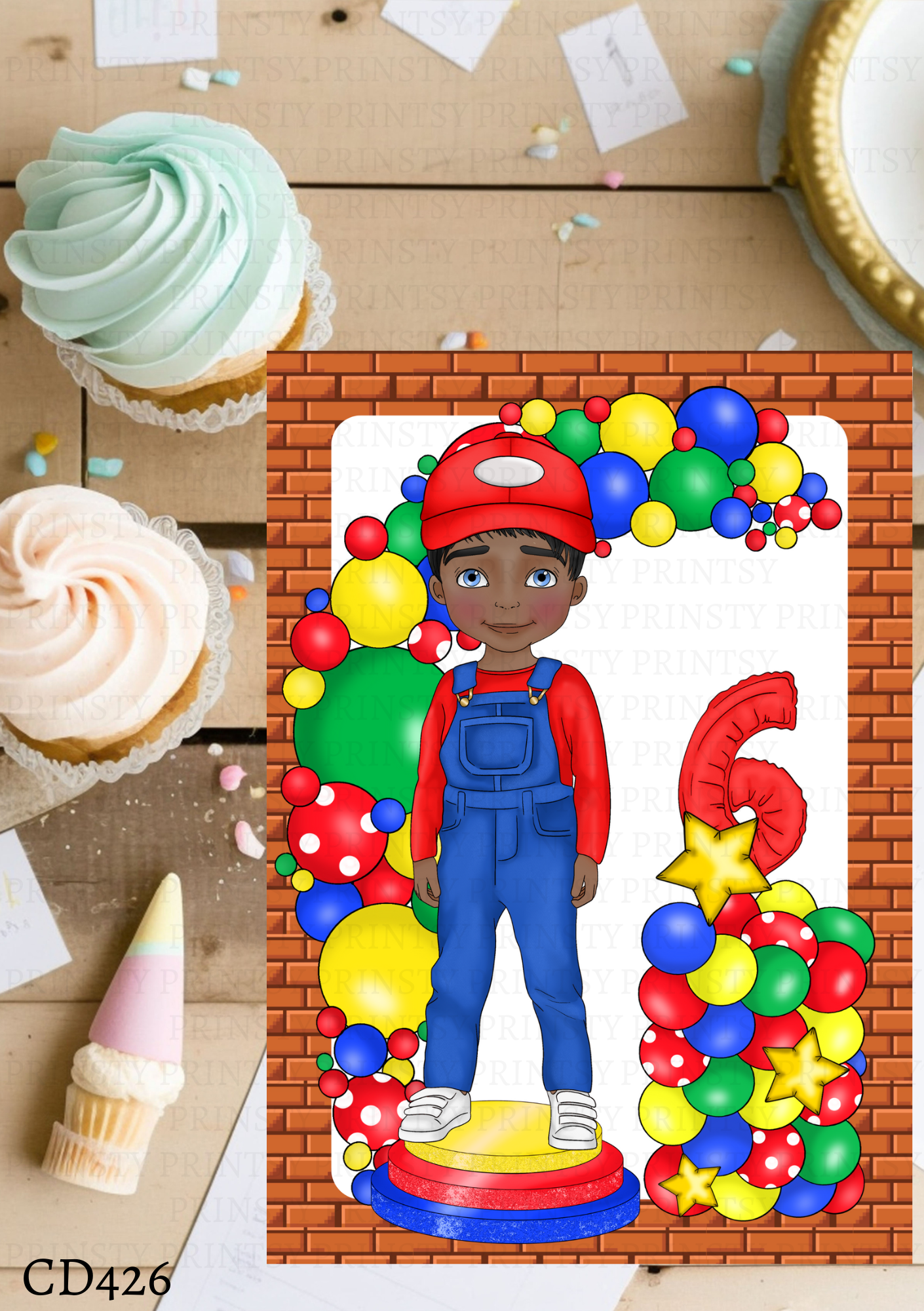 Green and Red Dungarees Dude Celebration Card