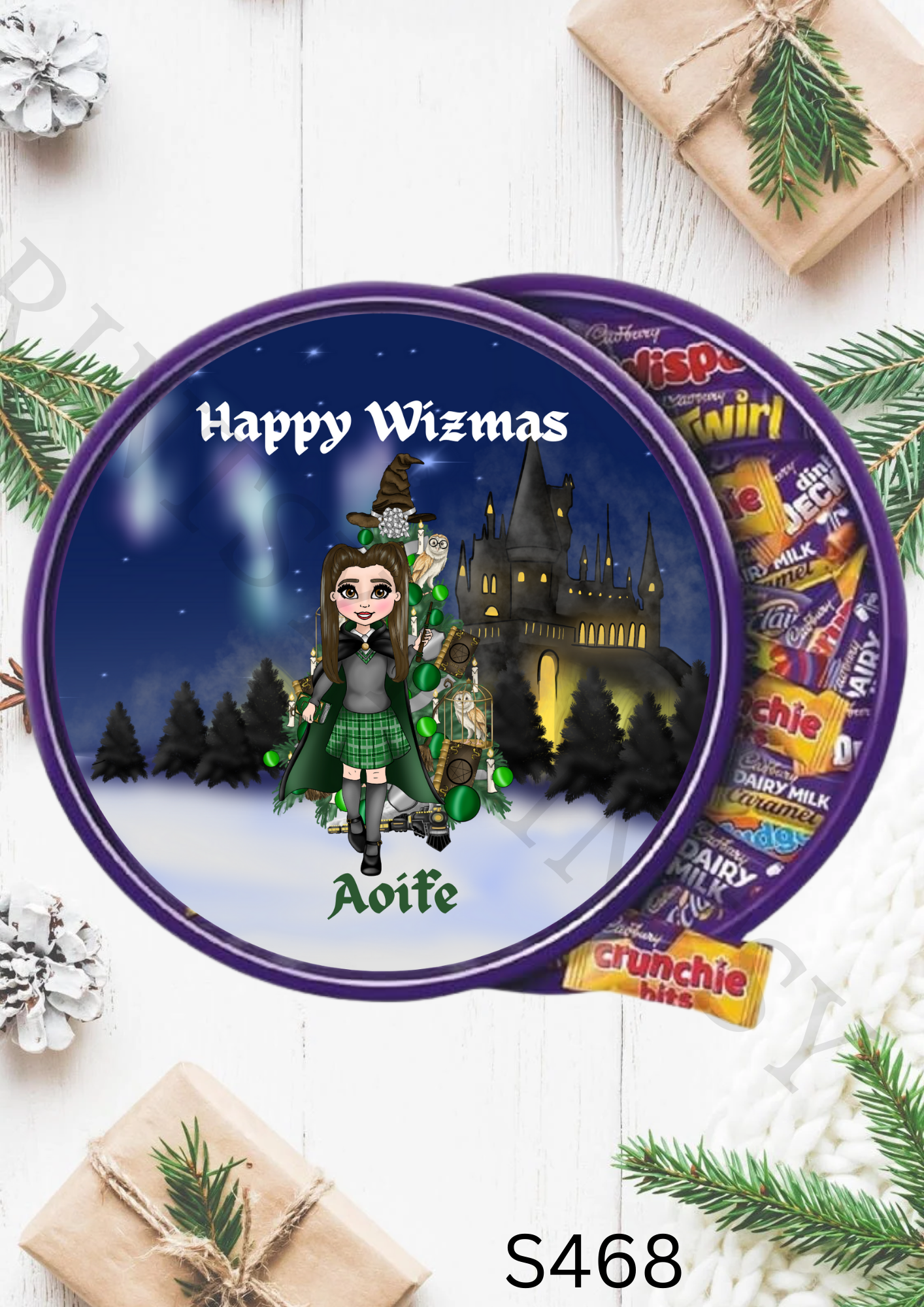 Dolly Christmas Wizard Chocolate Tub Sticker