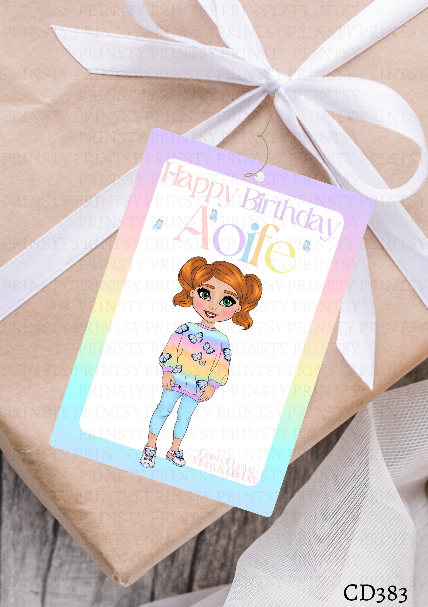Butterfly Dolly Gift Label