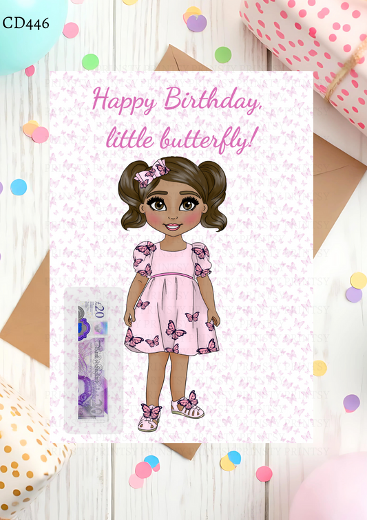 Pink Butterfly Dolly Money Card