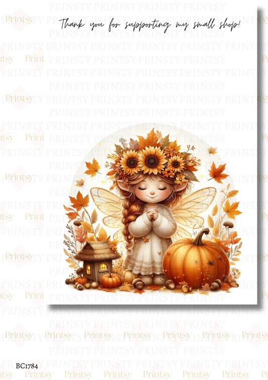 Sunflower Autumn Fairy Bow Card