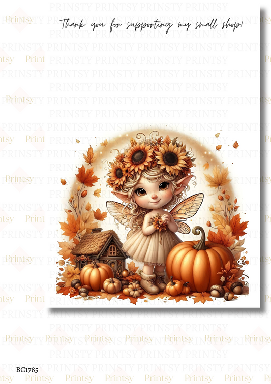 Sunflower Autumn Fairy Bow Card