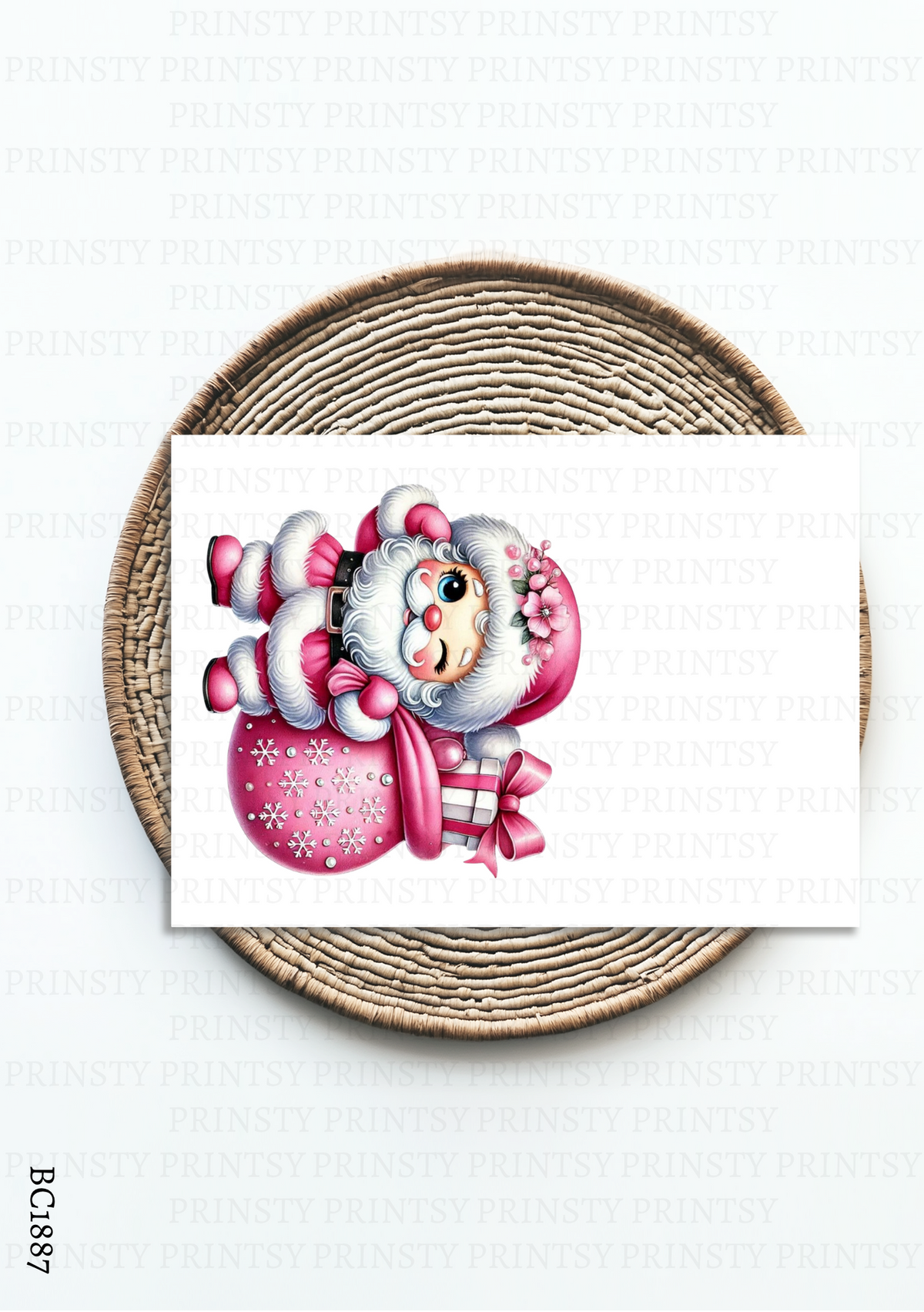 Pink Santa Bow Card – BC1887