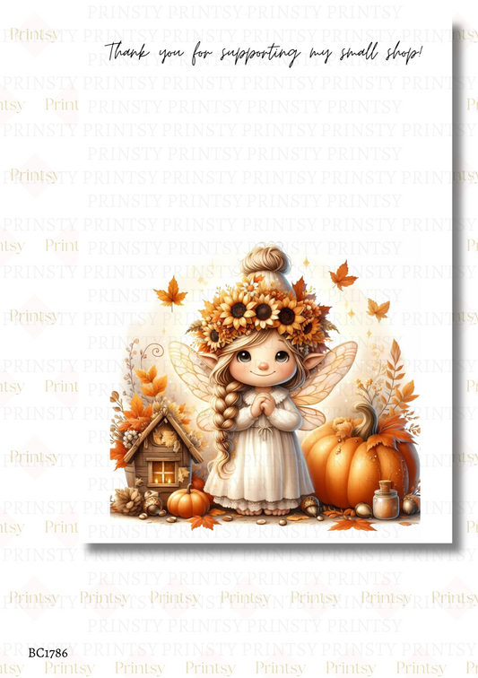 Sunflower Autumn Fairy Bow Card