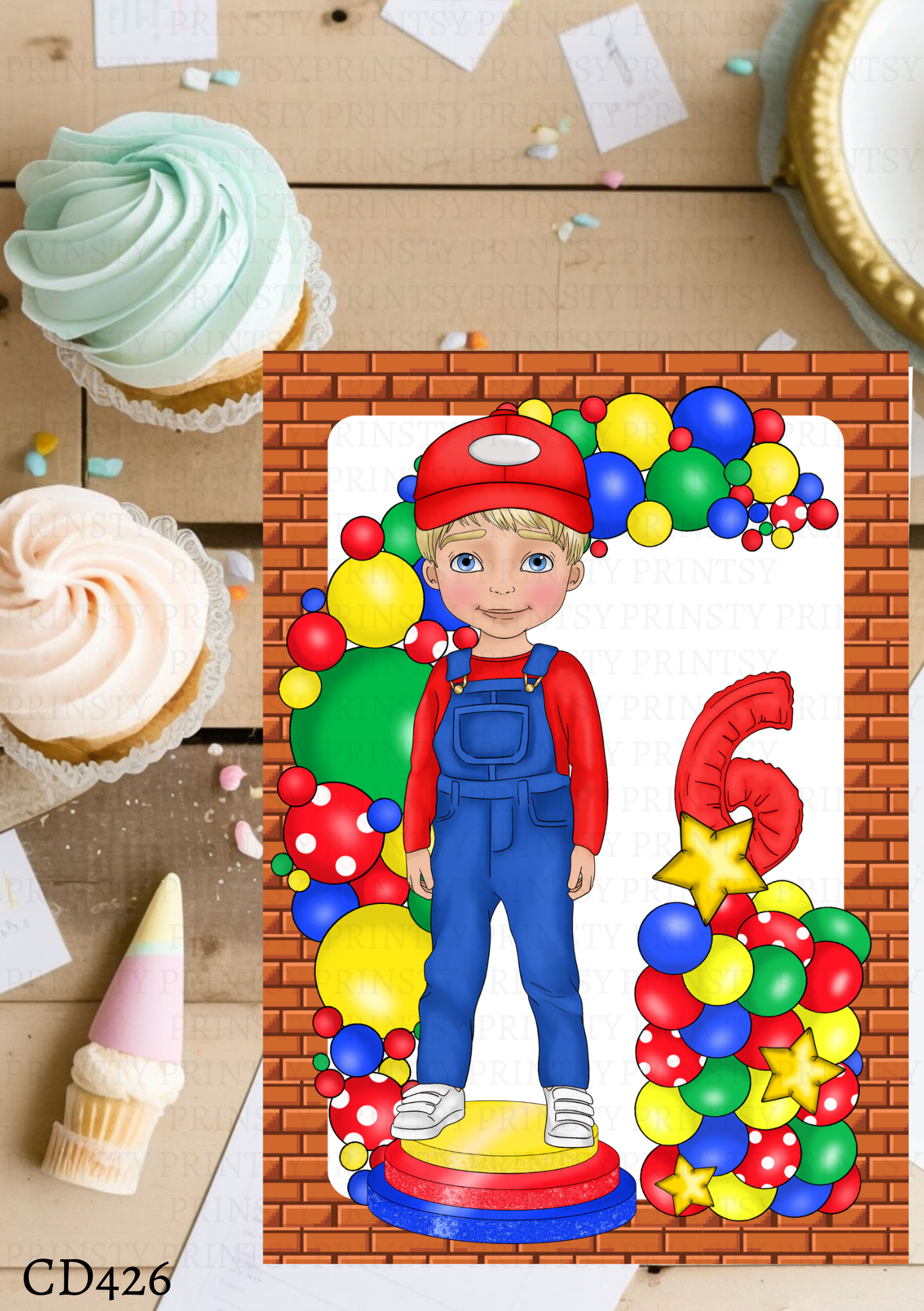 Green and Red Dungarees Dude Celebration Card