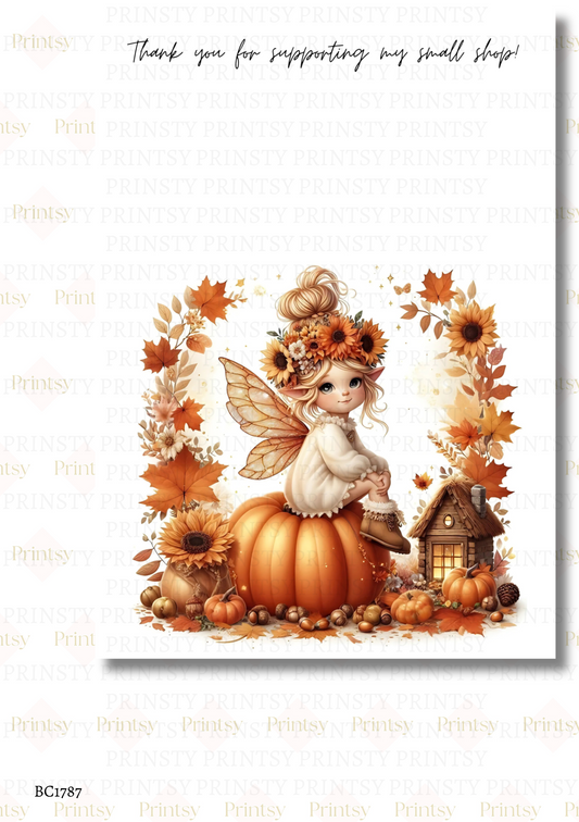 Cute Autumn Fairy Bow Card