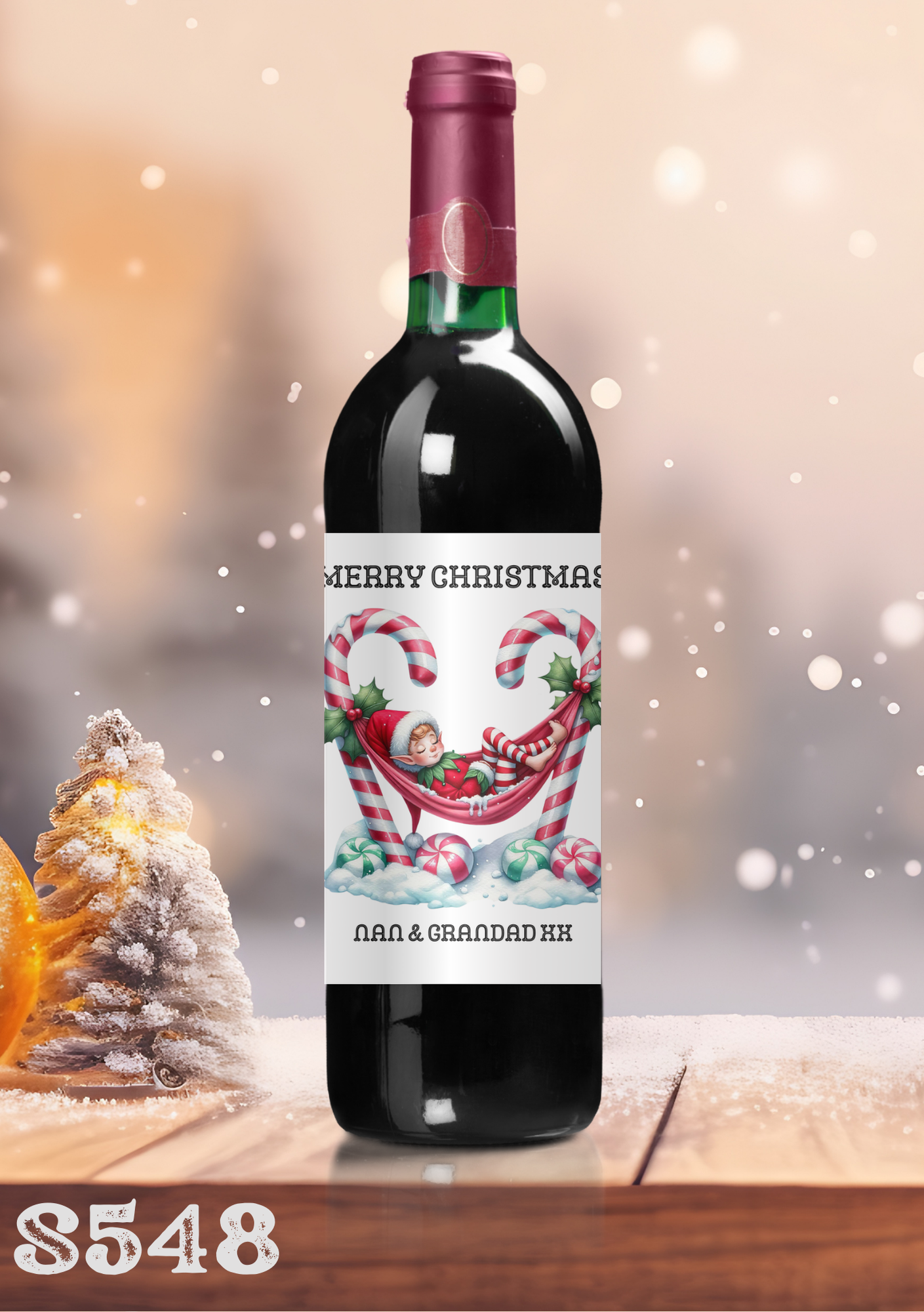 Christmas Elf Wine Bottle Sticker
