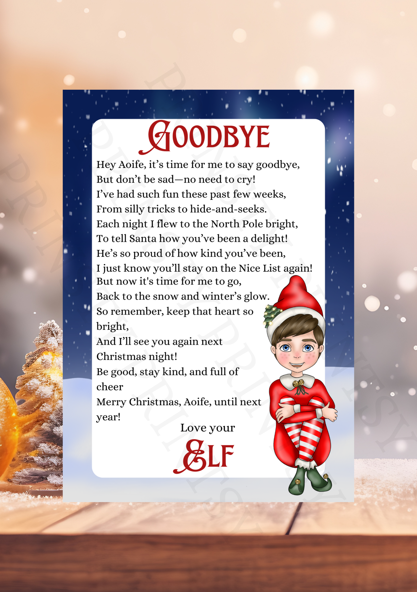 Goodbye Elf Letter