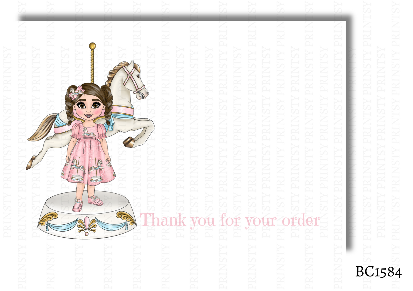 Carousel Dolly Bow Card