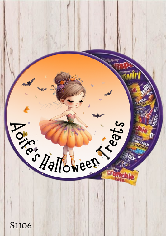 Cute Halloween Ballerina Chocolate Tub Sticker