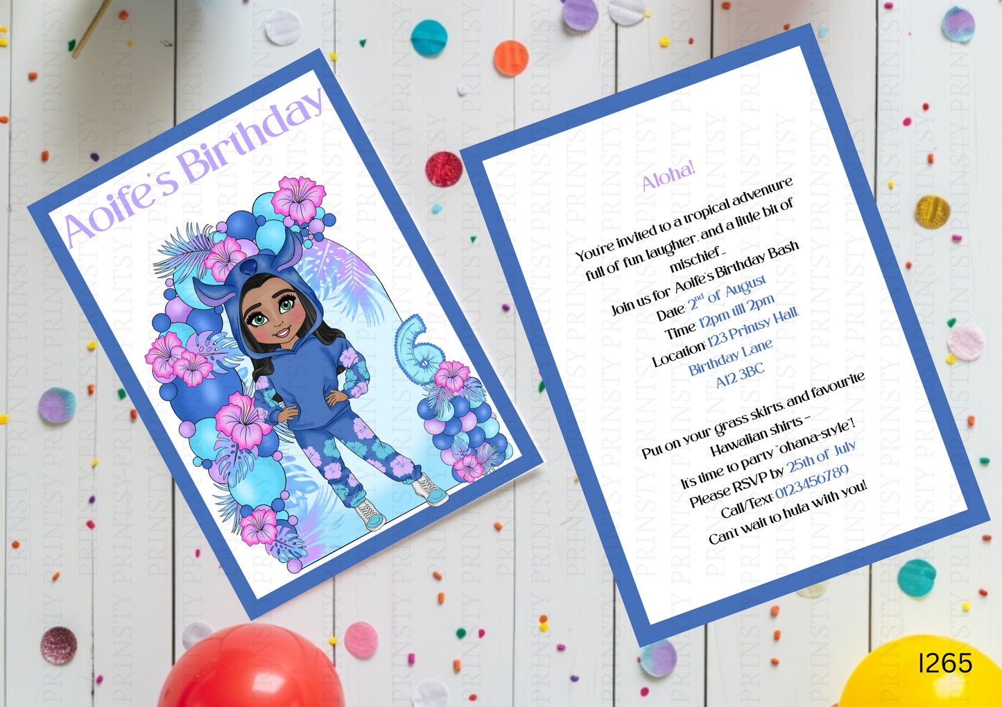 Blue Hawaiian Dolly Invite