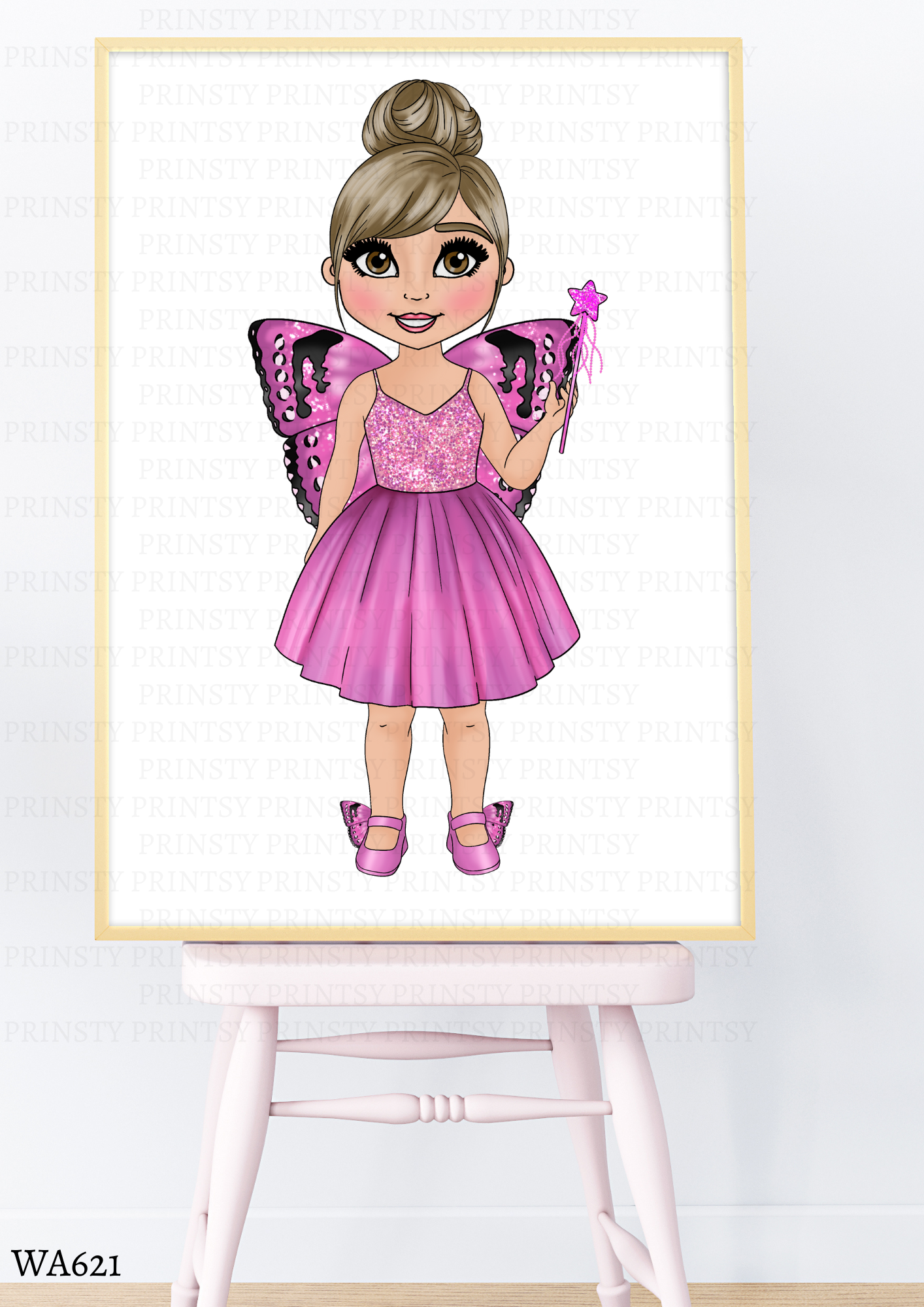 Pink Butterfly Dolly Wall Art