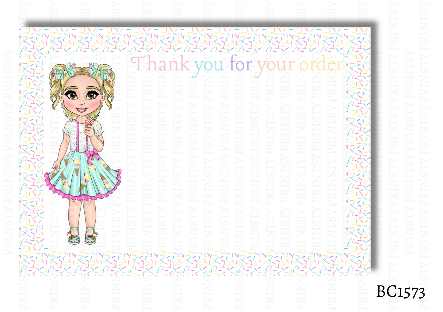 Ice Cream Dolly Bow Card