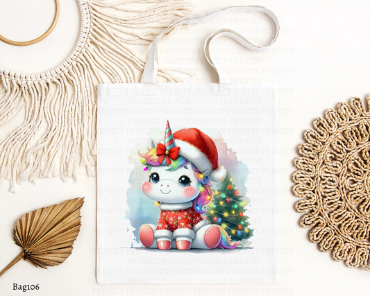 Christmas Unicorn Tote Bag