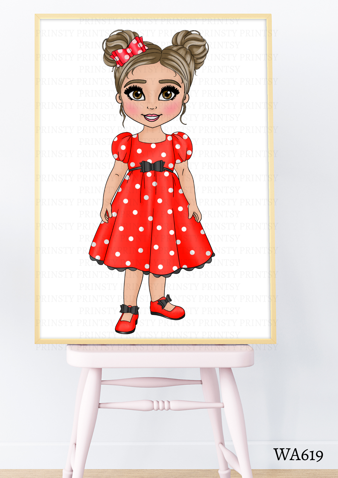 Spotty Dress Dolly Wall Art