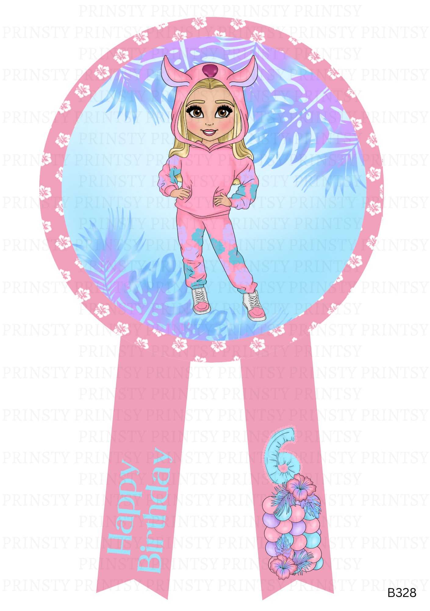 Pink Hawaiian Dolly Badge